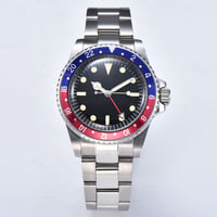 PARNIS メンズ自動巻き腕時計 GMT 39mm ヴィンテージ レトロ パーニス V20