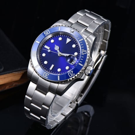 PARNIS メンズ自動巻き腕時計 サブマリーナー 40mm サファイアガラス 機械式 パーニス ブルー R29