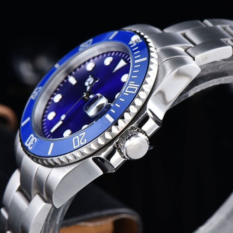 PARNIS メンズ自動巻き腕時計 サブマリーナー 40mm サファイアガラス 機械式 パーニス ブルー R29