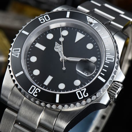 PARNIS メンズ自動巻き腕時計 サブマリーナー 40mm サファイアガラス 機械式 パーニス ブラック R26