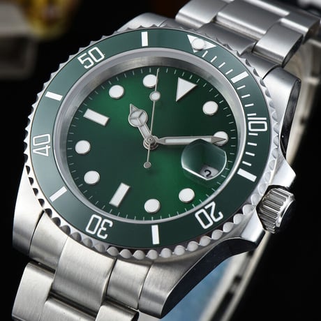 PARNIS メンズ自動巻き腕時計 サブマリーナー 40mm サファイアガラス 機械式 パーニス グリーン R30