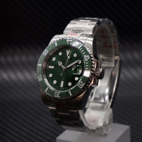 PARNIS メンズ自動巻き腕時計 サブマリーナー 40mm サファイアガラス 機械式 パーニス グリーン R30