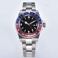PARNIS メンズ自動巻き腕時計 GMT 39mm ヴィンテージ レトロ パーニス V21