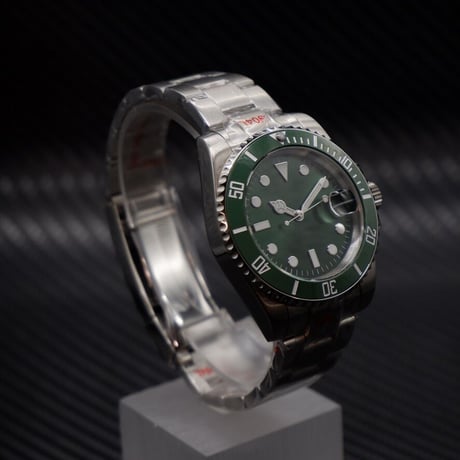 PARNIS メンズ自動巻き腕時計 サブマリーナー 40mm サファイアガラス 機械式 パーニス グリーン R30