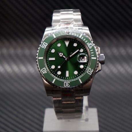 PARNIS メンズ自動巻き腕時計 サブマリーナー 40mm サファイアガラス 機械式 パーニス グリーン R30