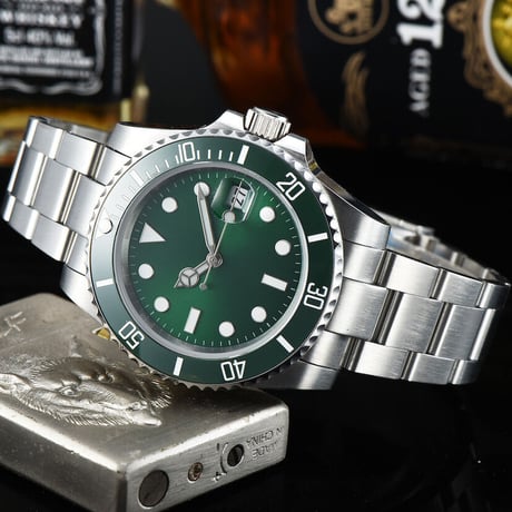 PARNIS メンズ自動巻き腕時計 サブマリーナー 40mm サファイアガラス 機械式 パーニス グリーン R30