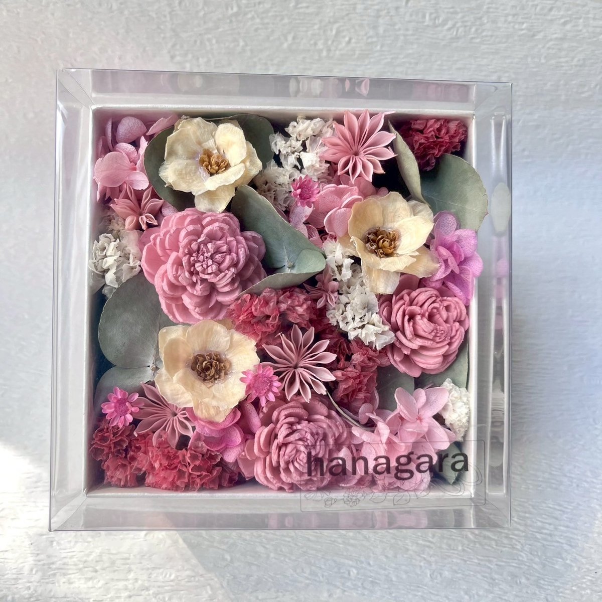 BOXアレンジ/ドライフラワー/ピンク・ホワイト/pink・white | hanagara
