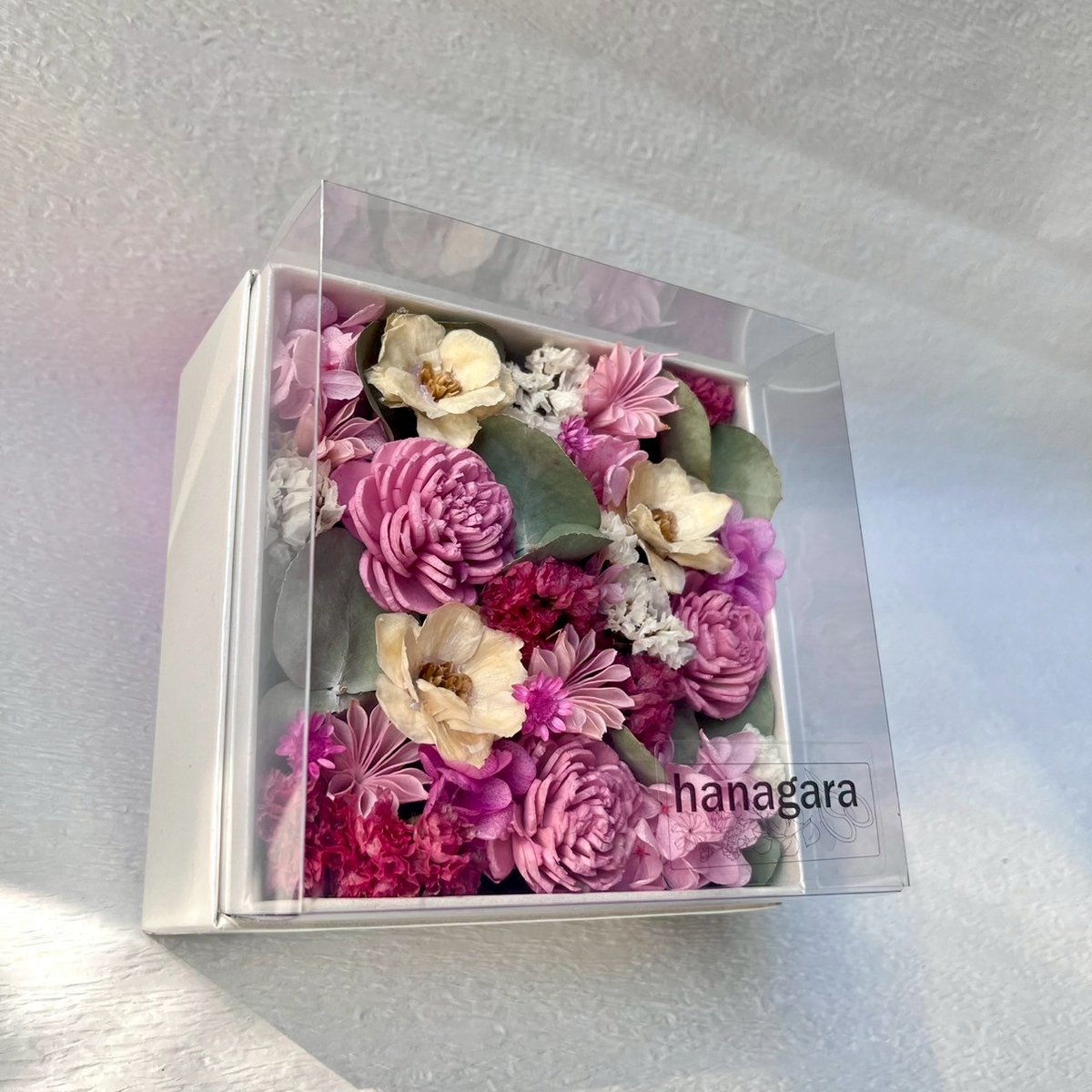 BOXアレンジ/ドライフラワー/ピンク・ホワイト/pink・white | hanagara