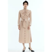 【レーヨン ドレープクロス】リボンシルエット前開きワンピース（319L-D68040）
