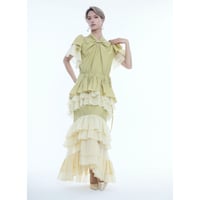 【微光沢ローン】ロングフリルワンピース（309L-D65880）