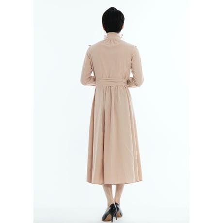 【レーヨン ドレープクロス】リボンシルエット前開きワンピース（319L-D68040）
