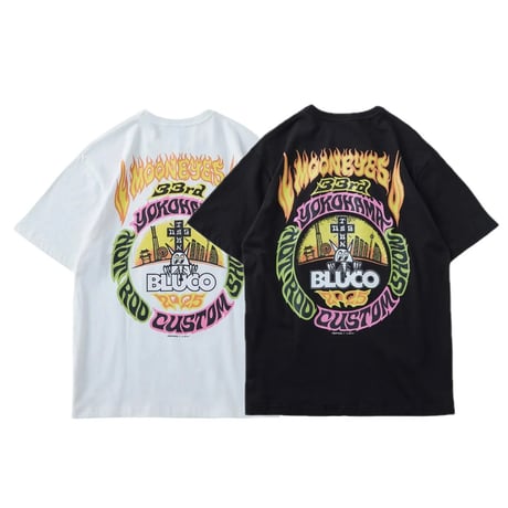 (MOONEYES x DOGTOWN x BLUCO) ポケットTシャツ -Fire-