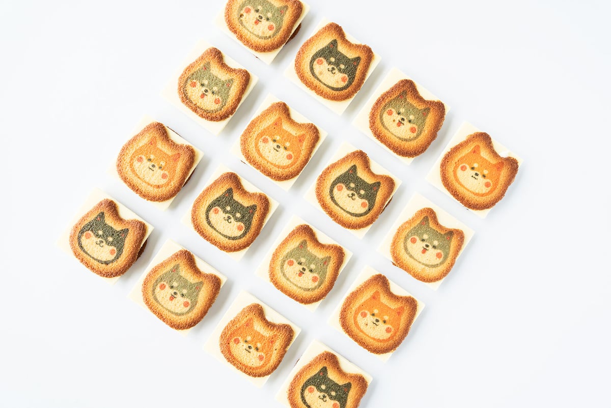 まめしばまみれ キャラメル味 8個入り 犬 クッキー ラングドシャ