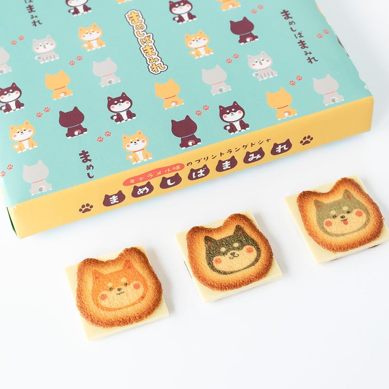 まめしばまみれ キャラメル味 8個入り 犬 クッキー ラングドシャ