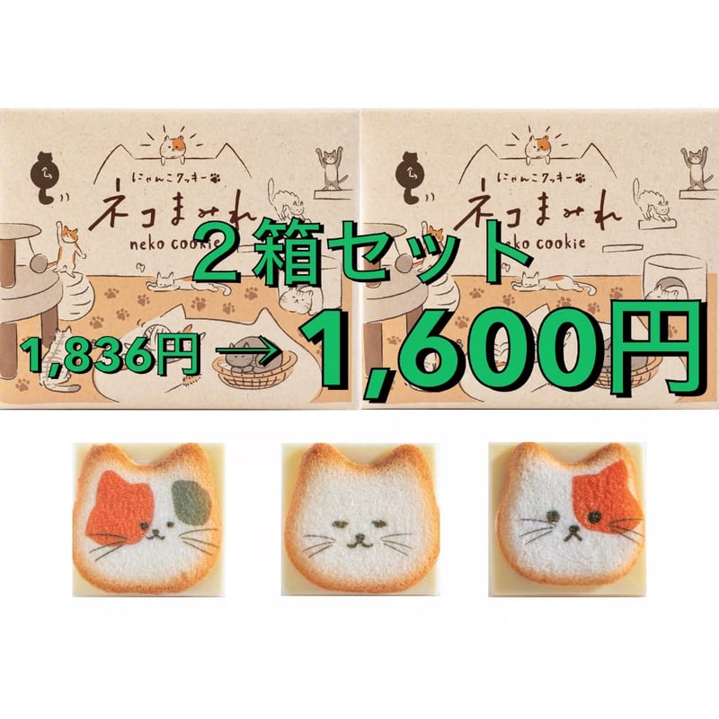 ネコまみれ 8個入り×2箱セット 猫 クッキー ラングドシャ