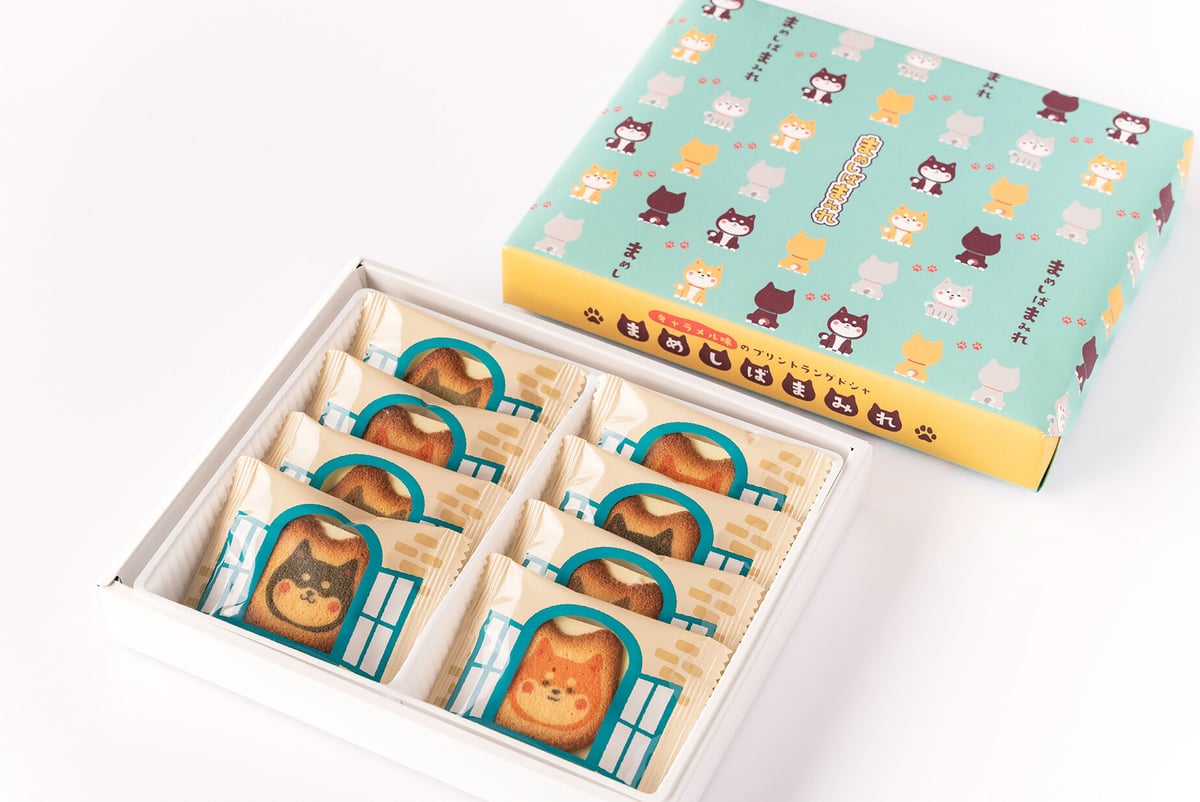 まめしばまみれ キャラメル味 8個入り 犬 クッキー ラングドシャ