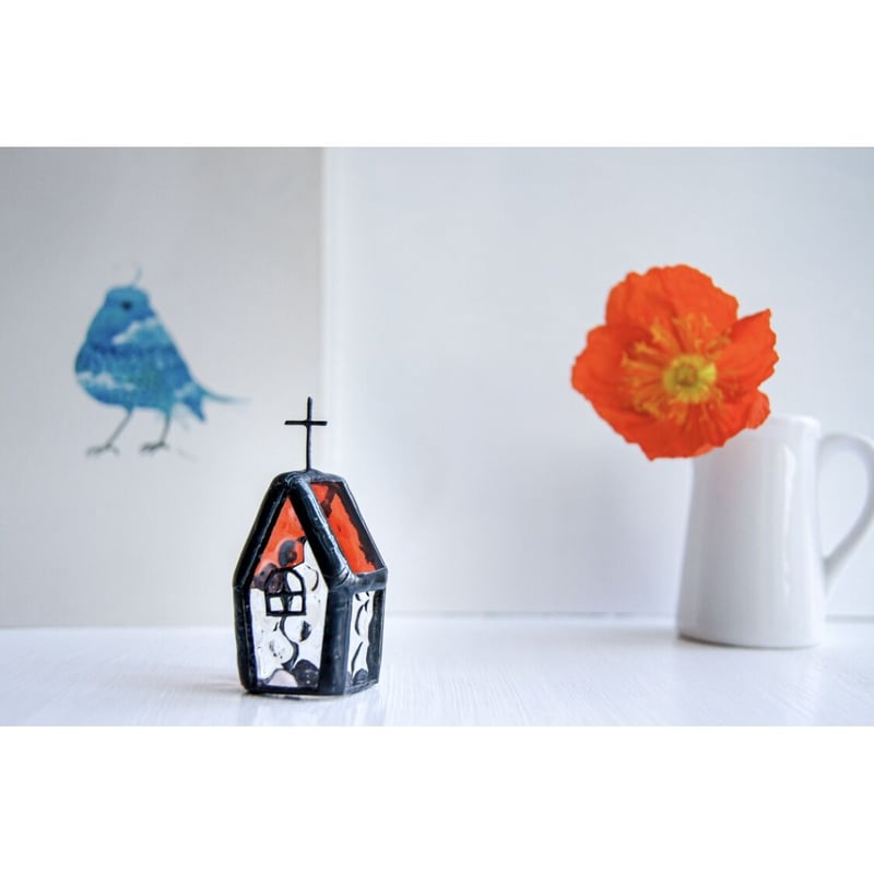 販売済みステンドグラス　サンプル画像　小さな教会　ダイヤS7 販売済みステンドグラス サンプル画像 小さな教会 ダイヤS7 販売済み