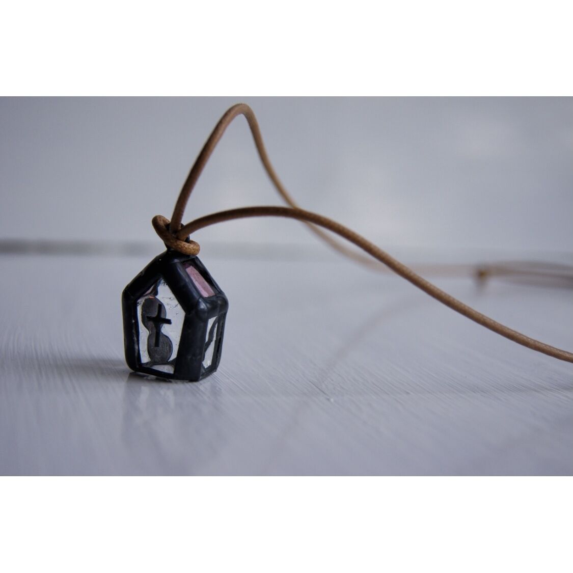 ステンドグラス　小さな教会セットと秋色の家 ステンドグラス 小さな教会セットと秋色の家