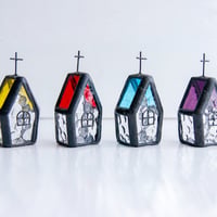 『小さな教会 ver.4色セット』［ステンドグラス］オブジェ