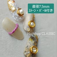 〔スタンダード〕ゴールド7.5㎜ダブルノット３リング ストーン・パール付き