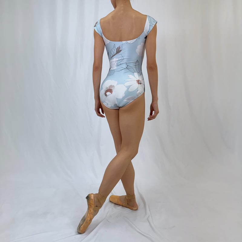 プラチナブルー】オフショルダーフレンチスリーブレオタード<10922