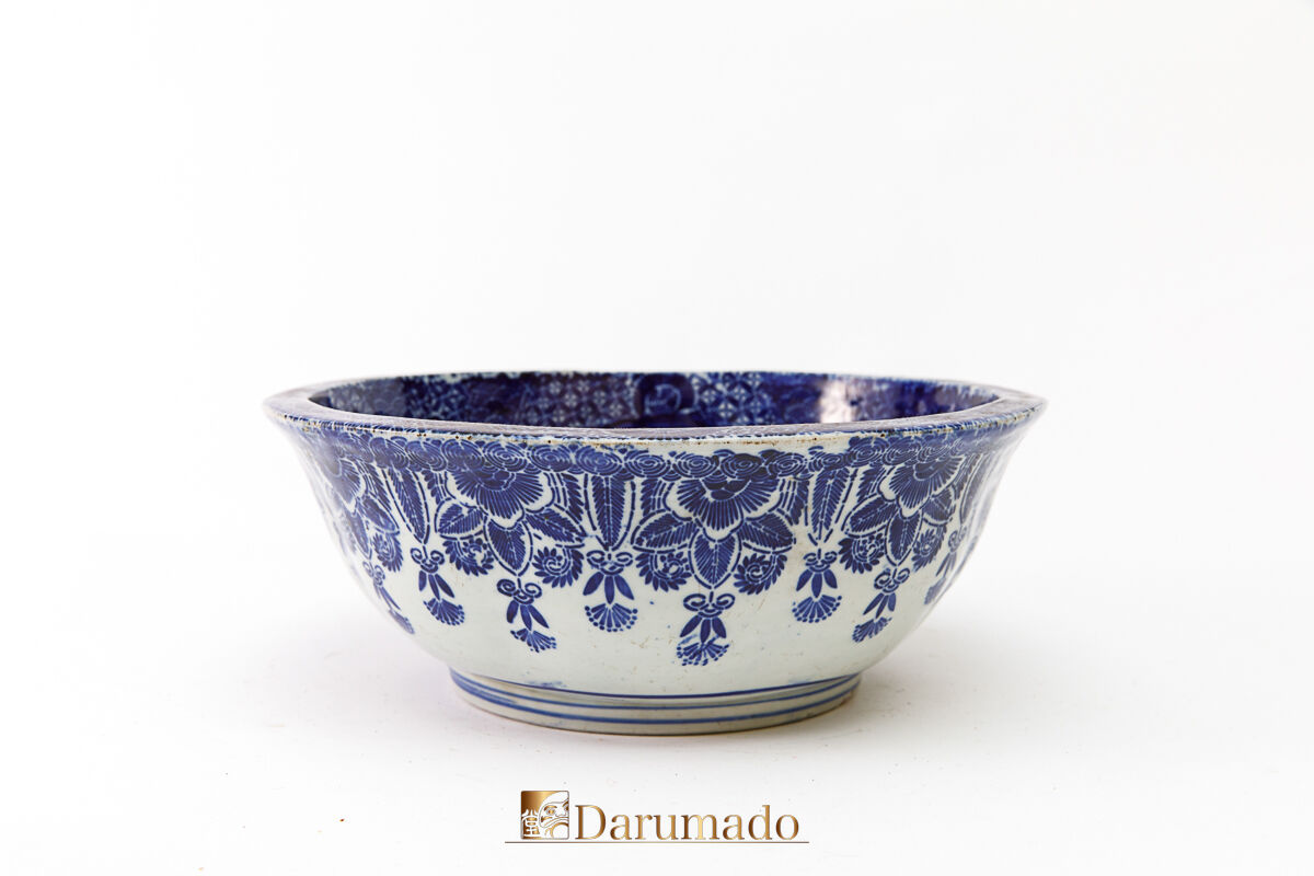 九寸鉢　藍色（ベロ藍）印判手　盛鉢　菓子鉢　3客セット original