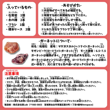 【美しいレッドの宝石】ガーネット発掘キット