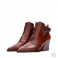 HISPANITAS ヒスパニタス HI243611 Brown ブラウン ショートブーツ ポインテッドトゥ センタージップデザイン スペインブランド インポート 【正規取扱品】 【24aw】