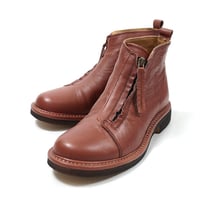 SAYA サヤ 50923Z Red Brown 本革 ジッパーショートブーツ レディース キャップトゥ ハンサムスタイル 履き心地のいい プラット製法