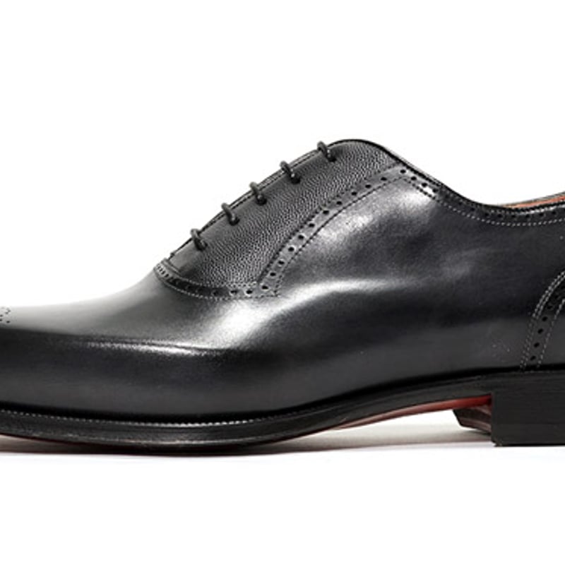 LOBB'S ロブス 2501 DARK GREY/C 内羽根プレーントゥにメダリオン