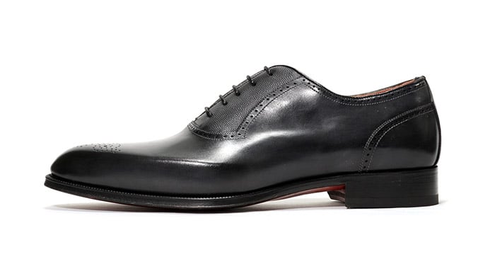 LOBB'S ロブス 2501 DARK GREY/C 内羽根プレーントゥにメダリオン