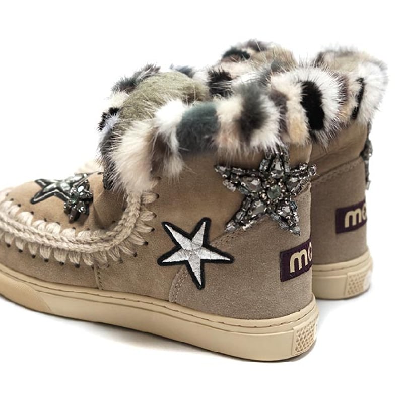 MOU ムー Grey ESKIMO SNEAKER STAR PATCHES & MINK MOU ムー Grey ESKIMO SNEAKER STAR PATCHES & MINK