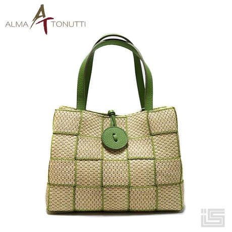 ALMA TONUTTI アルマ トヌッティ 6559 Green ボタン かごバッグ ハンドバッグ