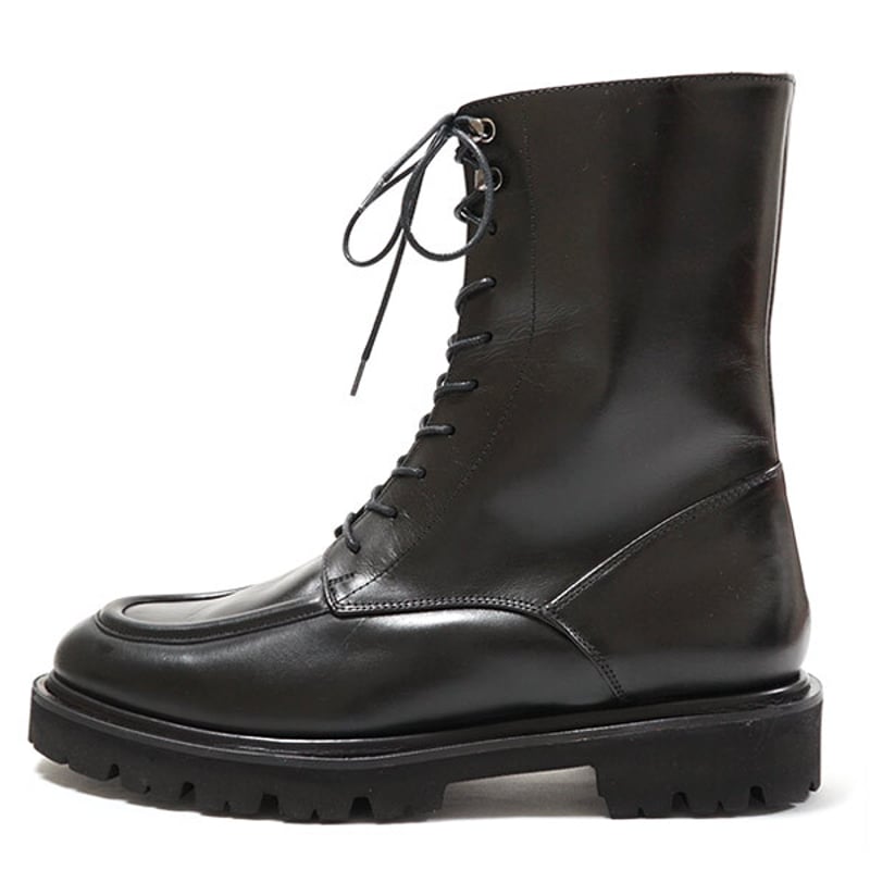 PASCUCCI パスクッチ 9441 Black レザー ミドル丈ブーツ Uチップ