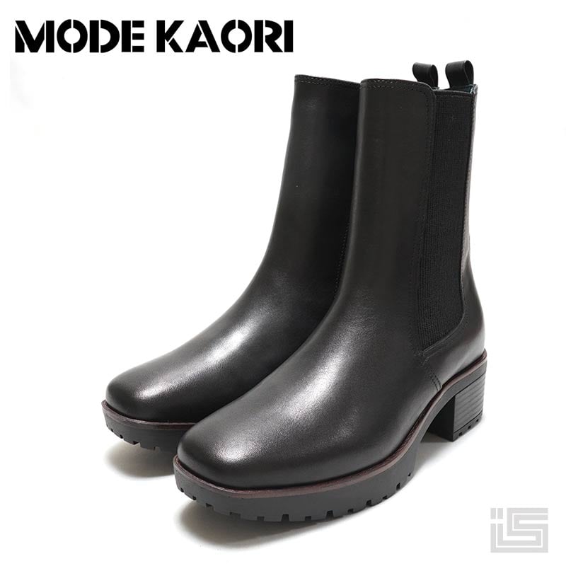 MODE KAORI モードカオリ 21461 Black トラックソールチェルシーブーツ 