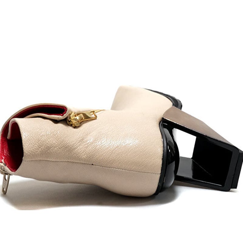 美品✨MANA マナ　537068 ブーツ メタルヒール サイドジップ スクエア MANA マナ ブーツ メタルヒール サイドジップ スクエア 本革 靴