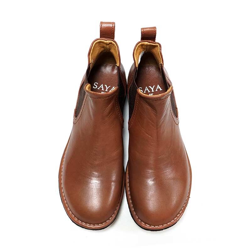 SAYA サヤ 50959 Red Brown サイドゴアブーツ レディース クレープ