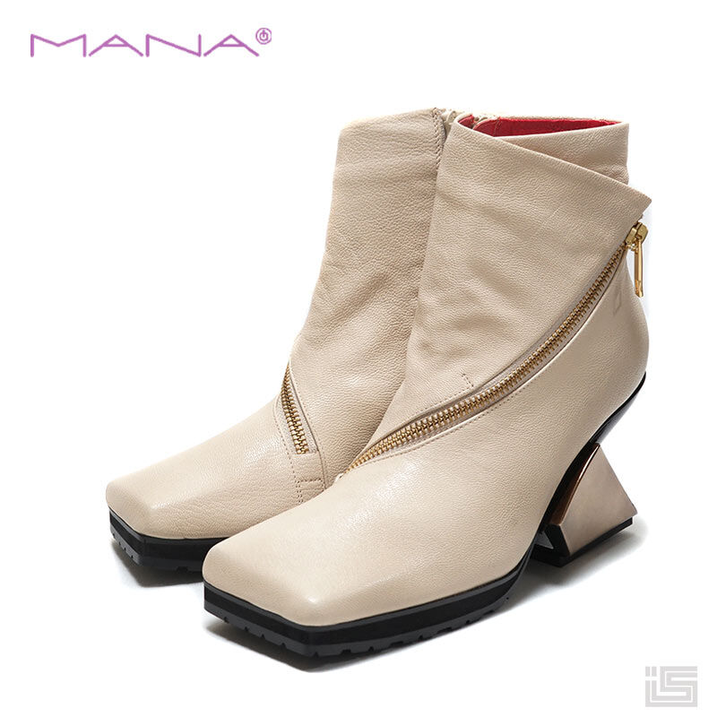 MANA ベージュ ジッパーブーツ MANA ベージュ ジッパーブーツ
