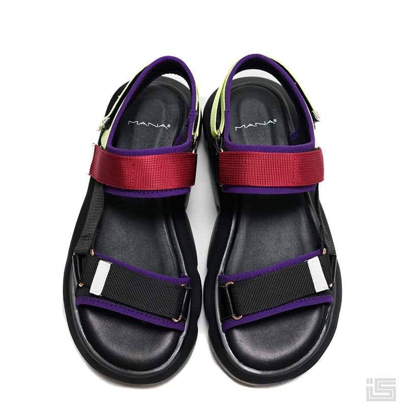 MANA マナ 532165 Black Combi カラーベルクロサンダル ウェーブソール