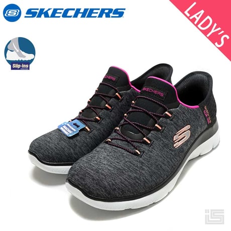 SKECHERS スケッチャーズ 149937W Black コンビ / Pink ワイド SLIP-INS 柔らかジャージー素材