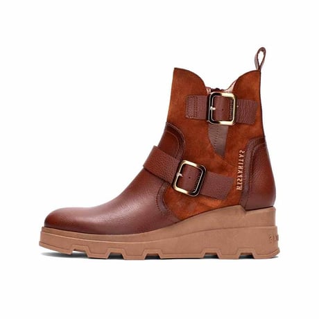 HISPANITAS ヒスパニタス HI243691 Brown ブラウン ショートブーツ ラウンドトゥ サイドベルトデザイン スペインブランド インポート 【正規取扱品】 【24aw】