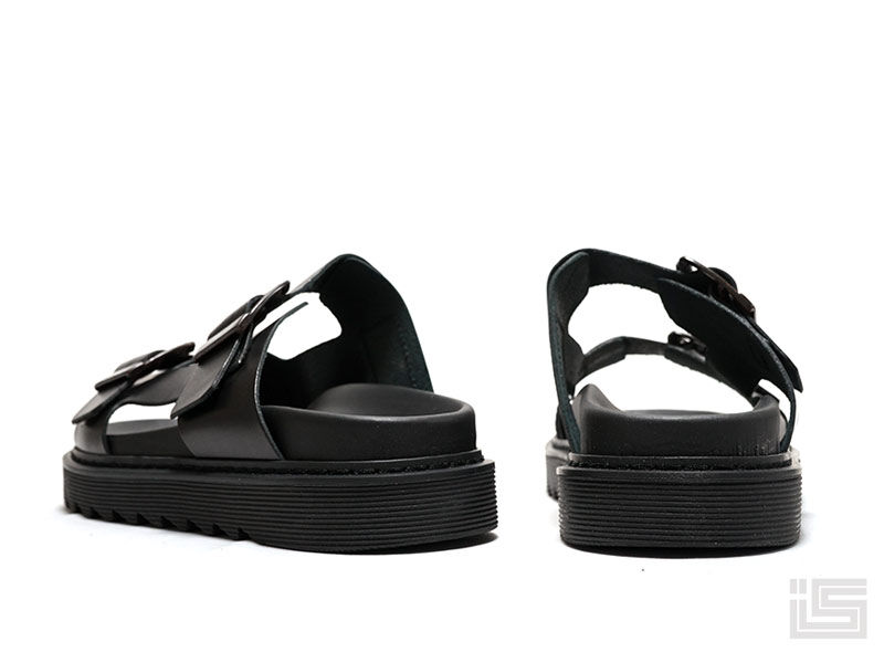 ZEUS ゼウス 22205 Black メンズ レザーサンダル ダブルストラップ