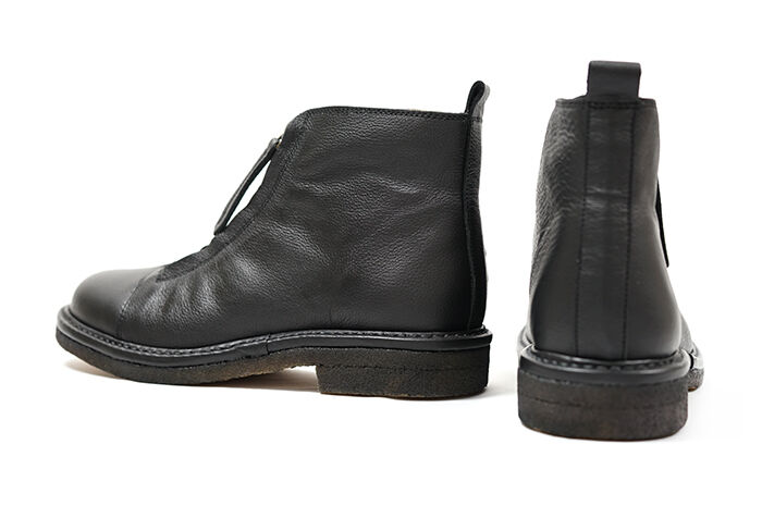 SAYA サヤ 50923Z Black 本革 ジッパーショートブーツ レディース