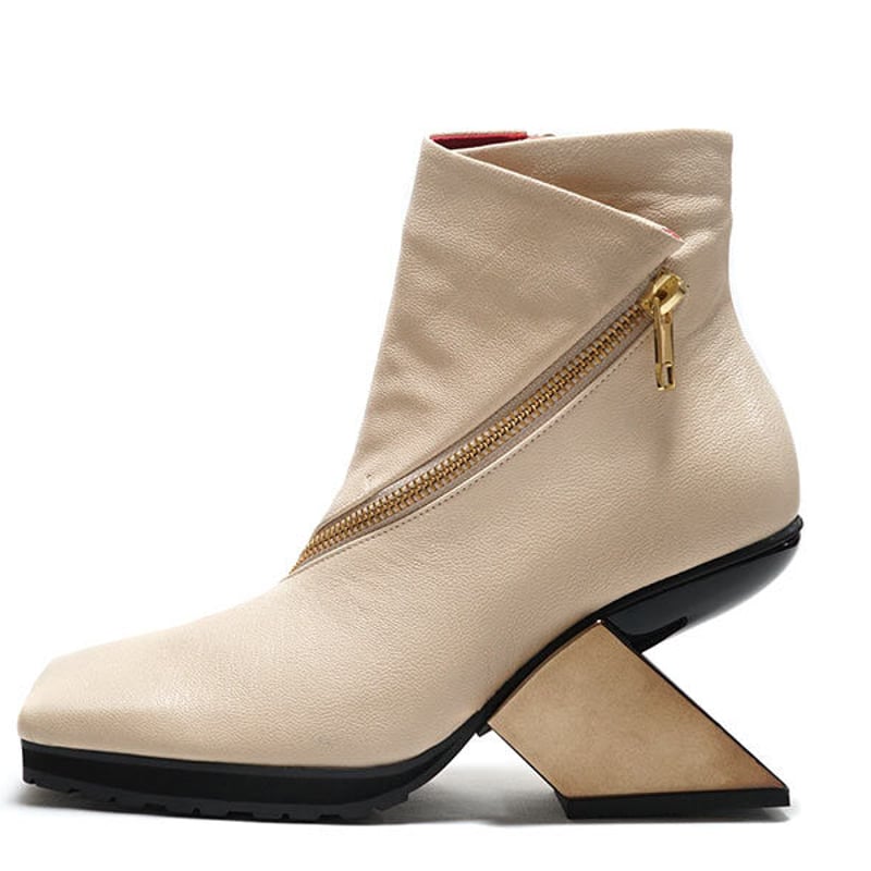 MANA マナ 537068 Ivoty スクエア・メタルヒールサイドジップ