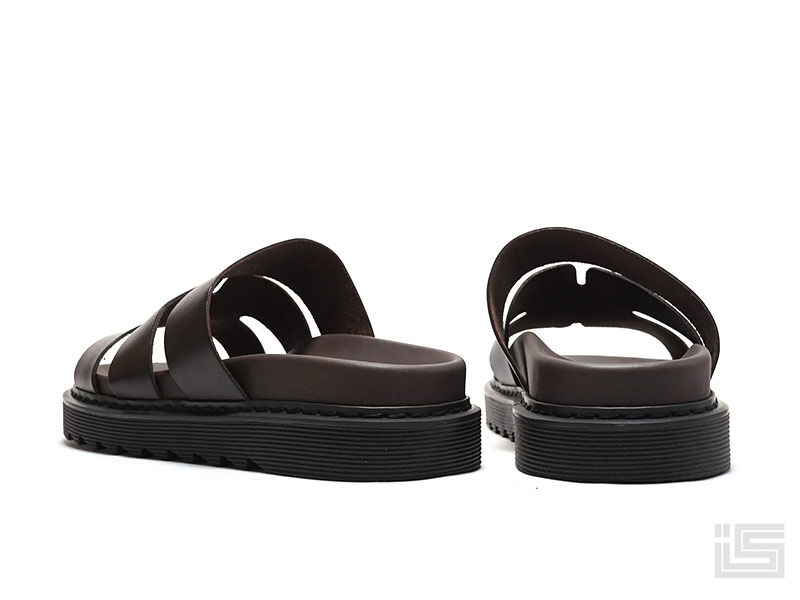 ZEUS ゼウス 22207 Dark Brown メンズ レザーサンダル スライドサンダル