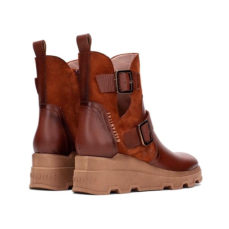 HISPANITAS ヒスパニタス HI243691 Brown ブラウン ショートブーツ ラウンドトゥ サイドベルトデザイン スペインブランド インポート 【正規取扱品】 【24aw】
