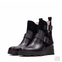 HISPANITAS ヒスパニタス HI243691 Black ブラック ショートブーツ ラウンドトゥ サイドベルトデザイン スペインブランド インポート 【正規取扱品】 【24aw】
