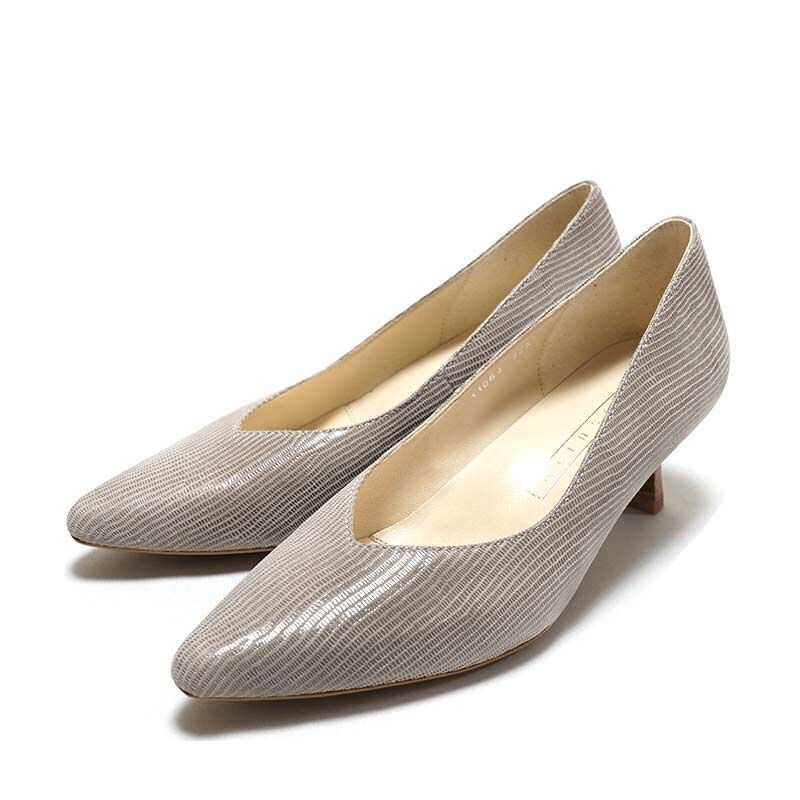 YOSHITO ヨシト 1106 グレージュ/s パンプス アールのかかったV