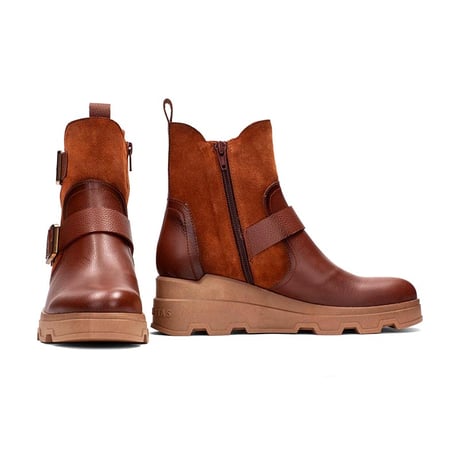 HISPANITAS ヒスパニタス HI243691 Brown ブラウン ショートブーツ ラウンドトゥ サイドベルトデザイン スペインブランド インポート 【正規取扱品】 【24aw】