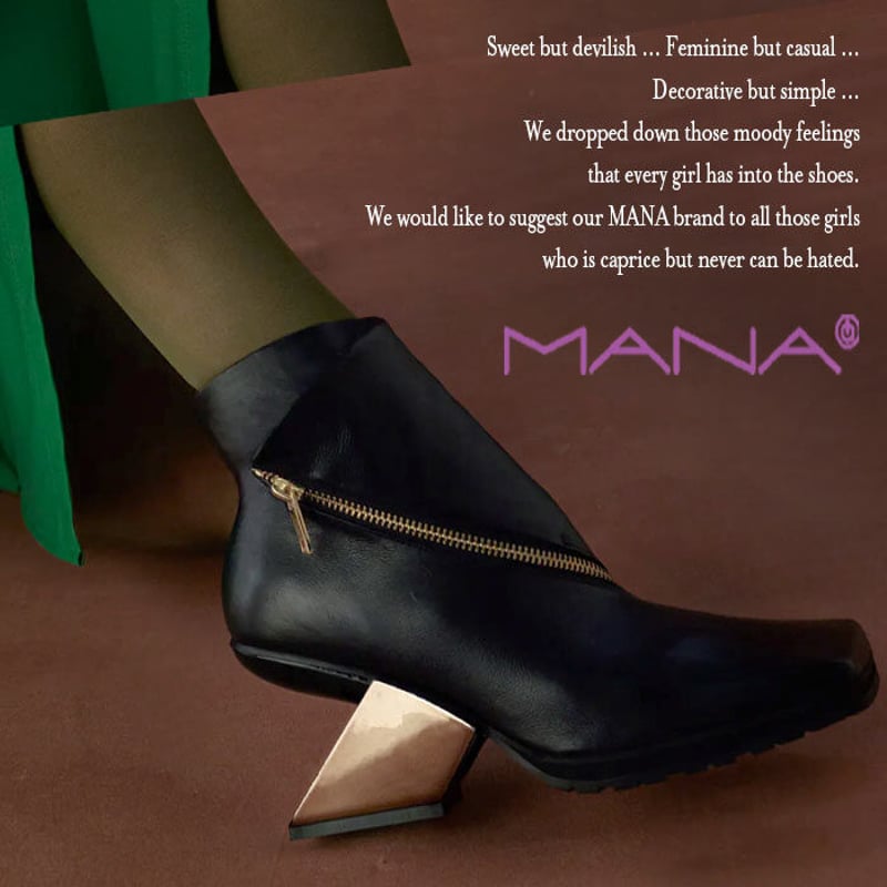 MANA ブーツ MANA マナ 537068 Black スクエア・メタルヒール